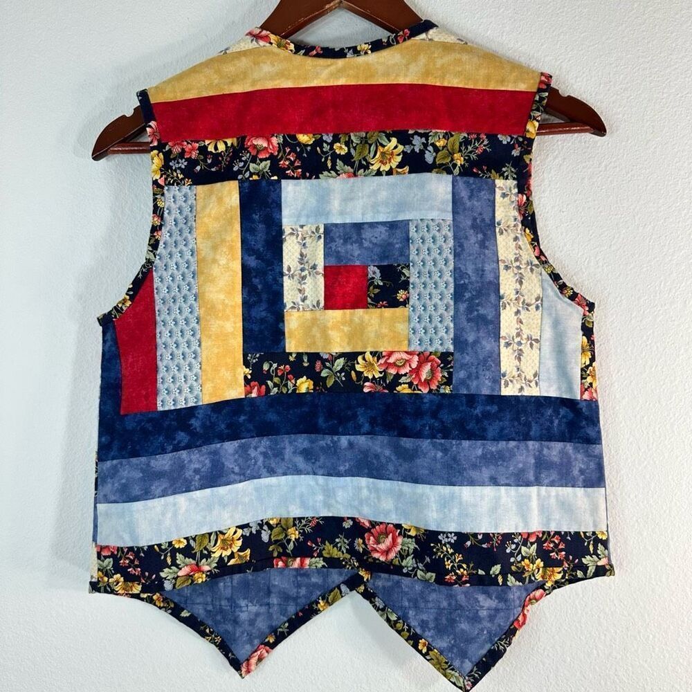 Vintage Inspo Boho Quilted Patchwork Vest Handmade GrannyCore Small Medium - Picture 2 of 5